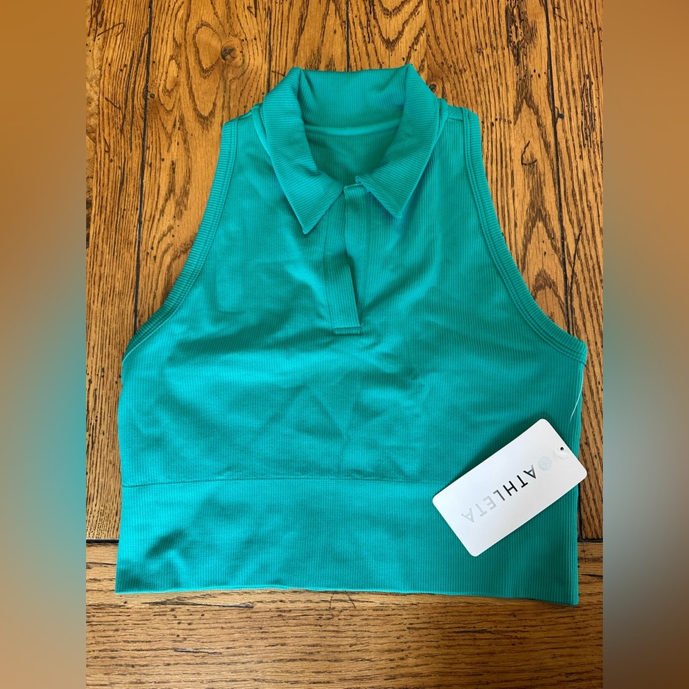 Athleta Aurora Seamless Crop Polo Tank Sz Med